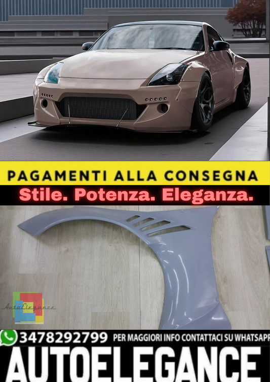 💫 Parafanghi Anteriori Wide Body +50mm per Nissan 350Z – Vetroresina Rinforza💫
