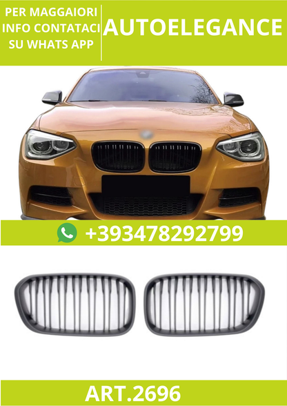 🔥ART.2696 Griglia Sportiva Doppia Lamella Piatta Nera per BMW Serie 1 F20🔥