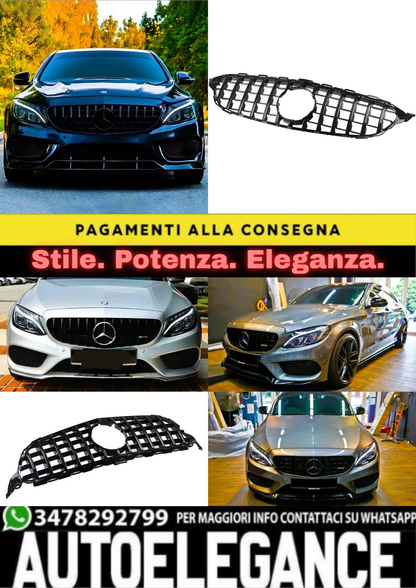 ✨Griglia nera lucida PANAMERICANA GT GTR per Mercedes Classe C W205 14-18✨