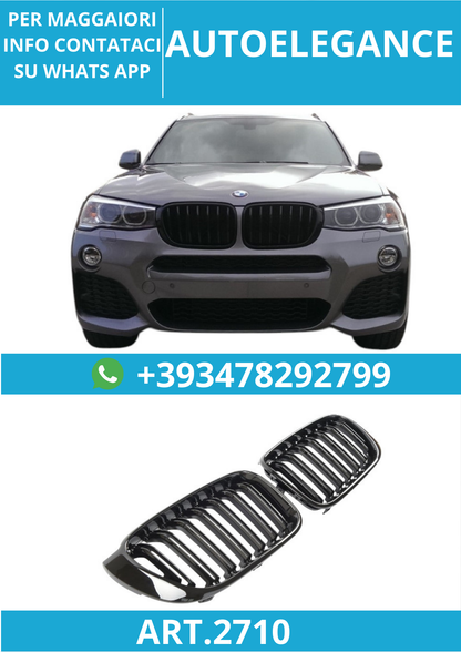 🔥ART.2710 Griglia sportiva a doppia stecca nera lucida per BMW X3 F25 /X4 F26🔥