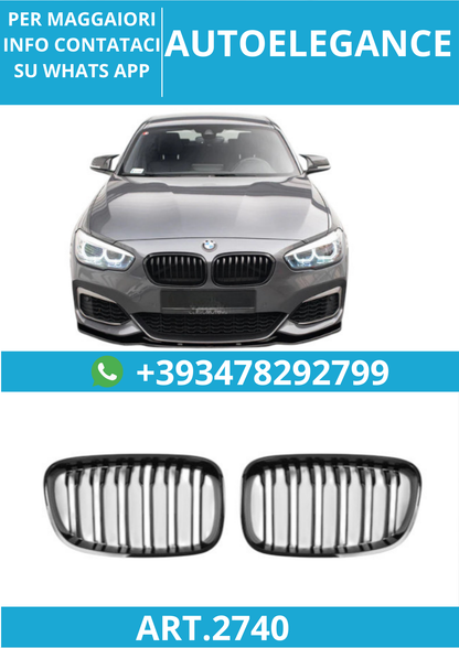 🔥ART.2740 Griglia Sportiva Doppia Lamella Nero Lucido per BMW Serie 1 F20🔥