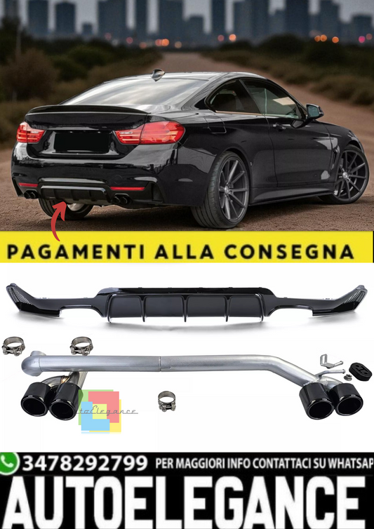 💫Diffusore Posteriore Nero Lucido + Terminale di Scarico per BMW Serie 4 F32 💫