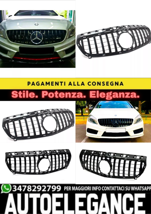 ✨Griglia nera lucida PANAMERICANA GT GTR per Mercedes Classe A W176 13-15!✨