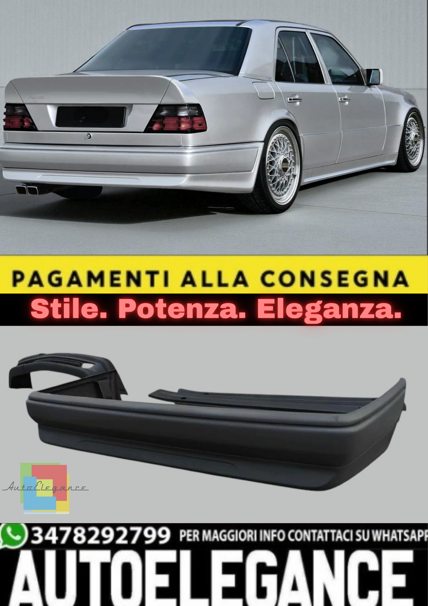 💫Paraurti Posteriore Look AMG per Mercedes Classe E W124 (1985–1995) – Stile 💫