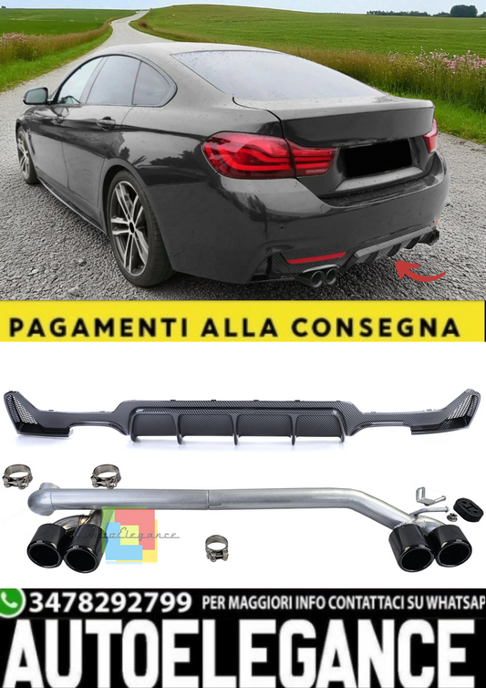 💫Diffusore Posteriore Effetto Carbonio + Terminale di Scarico per BMW Serie 4💫