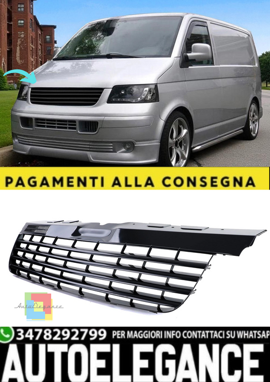 💫Griglia Anteriore Nero Lucido Senza Stemma per VW Bus T5 Transporter 💫