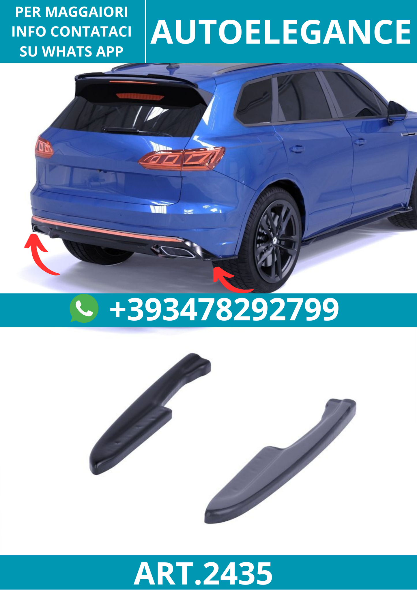 2435 ⭐Splitter laterale diffusore adatto per Volkswagen Tiguan Mk3 R‑Line 18–23⭐