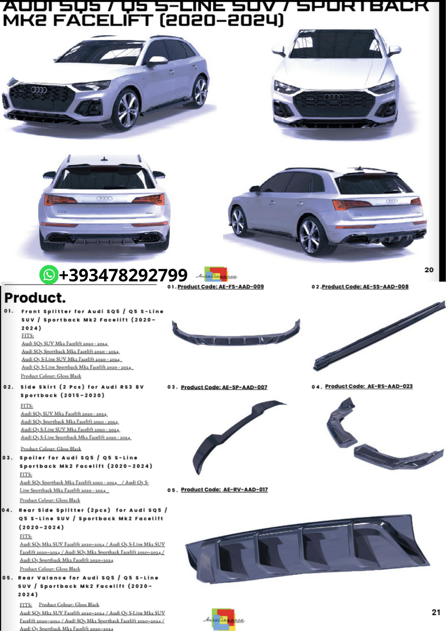 💫Bodykit adatto per Audi SQ5 / Q5 S-Line  MK2 Facelift 2020-2024💫