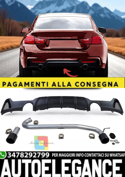 💫Diffusore Posteriore Nero + Terminale di Scarico Look 440i per BMW Serie 4💫
