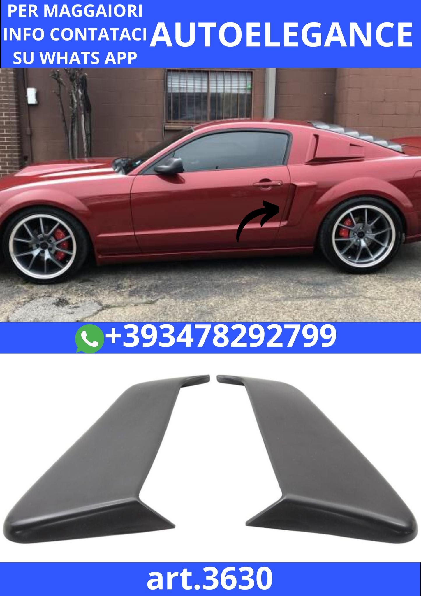💫PRESE D'ARIA LATERALI POSTERIORE ADATTO PER FORD MUSTANG 2005 - 2014💫