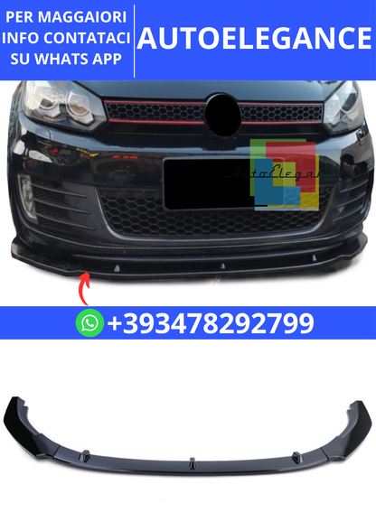 💫CUP Spliter Anteriore Labbro Nero Lucido per VW Golf 6 GTI 09-13💫
