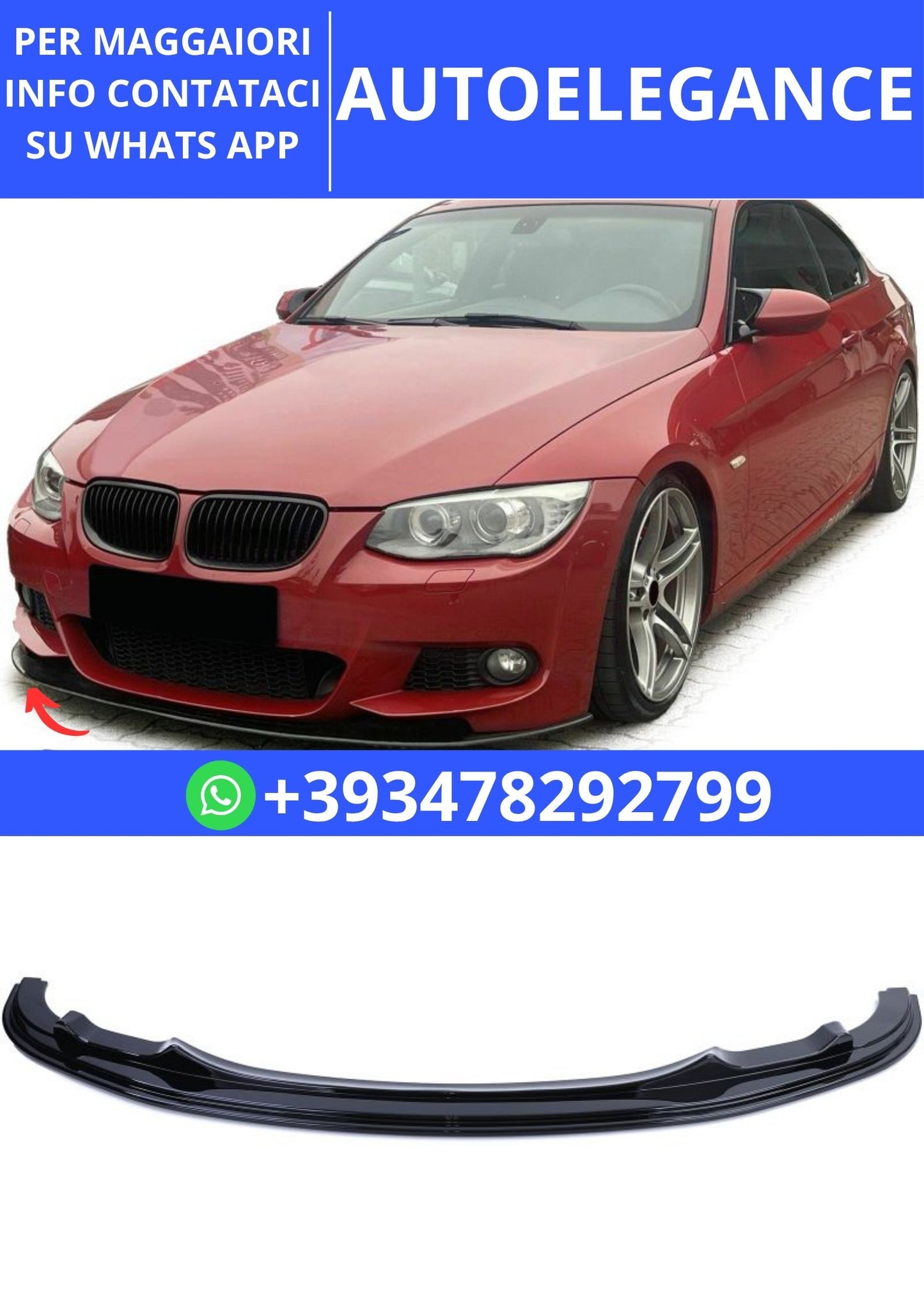 💫Splitter Anteriore Lip Performance adatto per BMW Serie 3 E92 E93 10-13💫