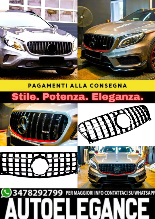 ✨Griglia nera lucida PANAMERICANA GT GTR per Mercedes GLA Classe X156 17-19✨