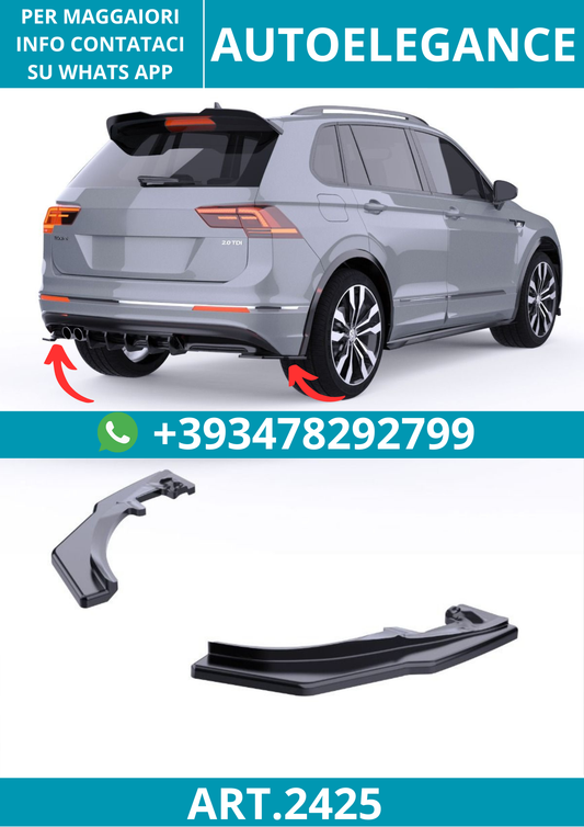 2425 ⭐Splitter laterale diffusore adatto per Volkswagen Tiguan Mk2 R‑Line 15–20⭐
