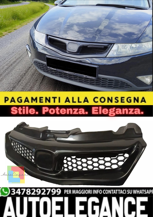 💫 Griglia Anteriore Stile Mugen in ABS Nero per Honda Civic Mk8 FN/FN2/FK💫
