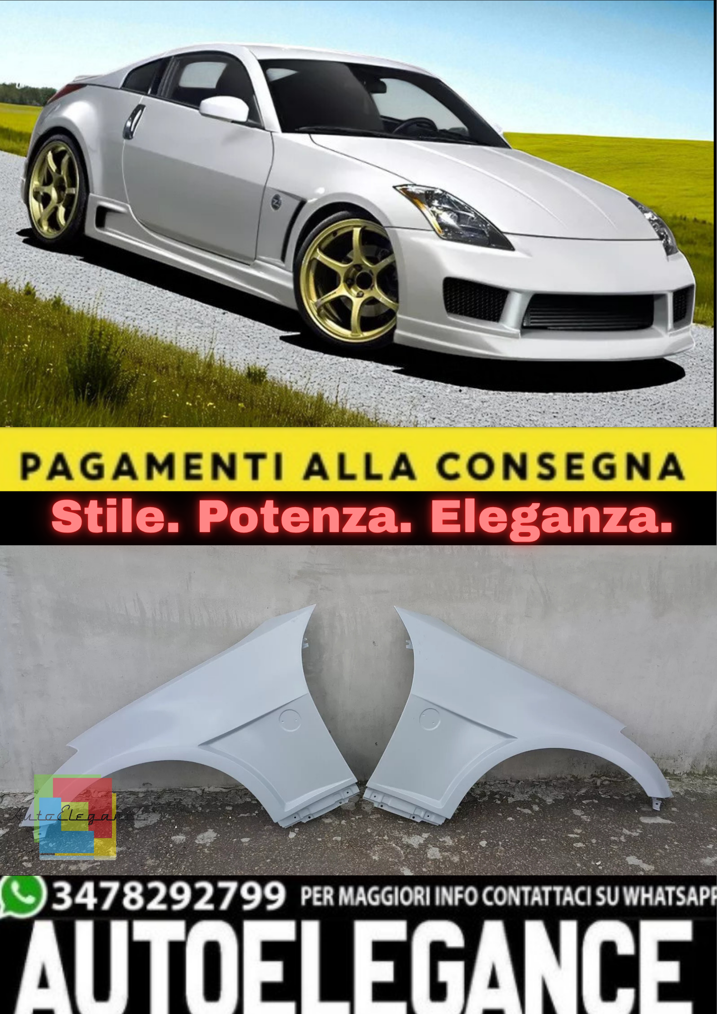 💫 Kit Parafanghi Sinistro + Destro in Vetroresina per Nissan 350Z (2003–2009)💫