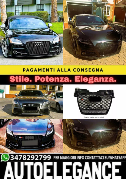 ✨Griglia anterior Audi TTRS Style TT TTS Griglia a nido d'ape nera lucida 06-14✨