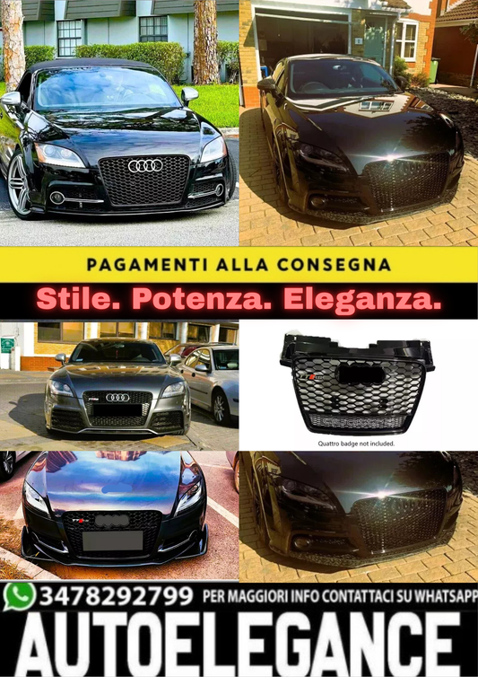 ✨Griglia anterior Audi TTRS Style TT TTS Griglia a nido d'ape nera lucida 06-14✨