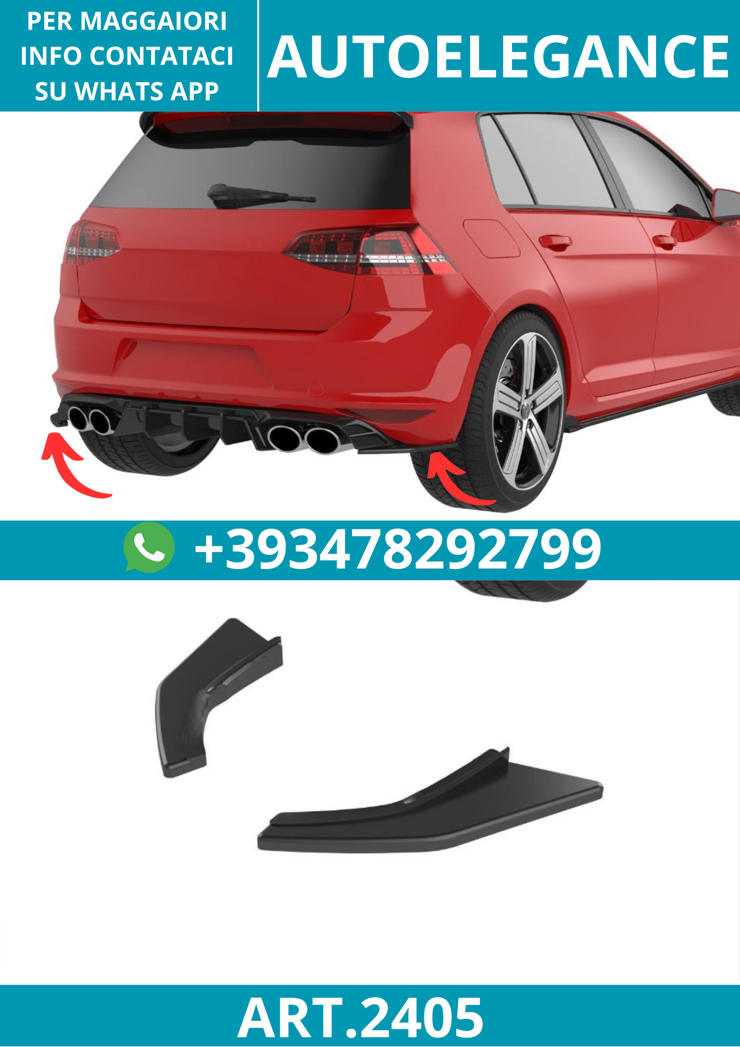 2405⭐Splitter laterale diffusore adatto per Volkswagen Golf Mk7 GTI (2013–2016)⭐
