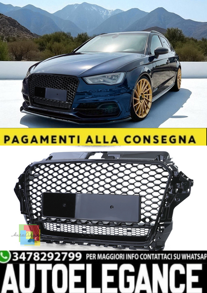 💫Griglia Sportiva a Nido d’Ape Nero Lucido per Audi A3 8V (2012–2016)💫
