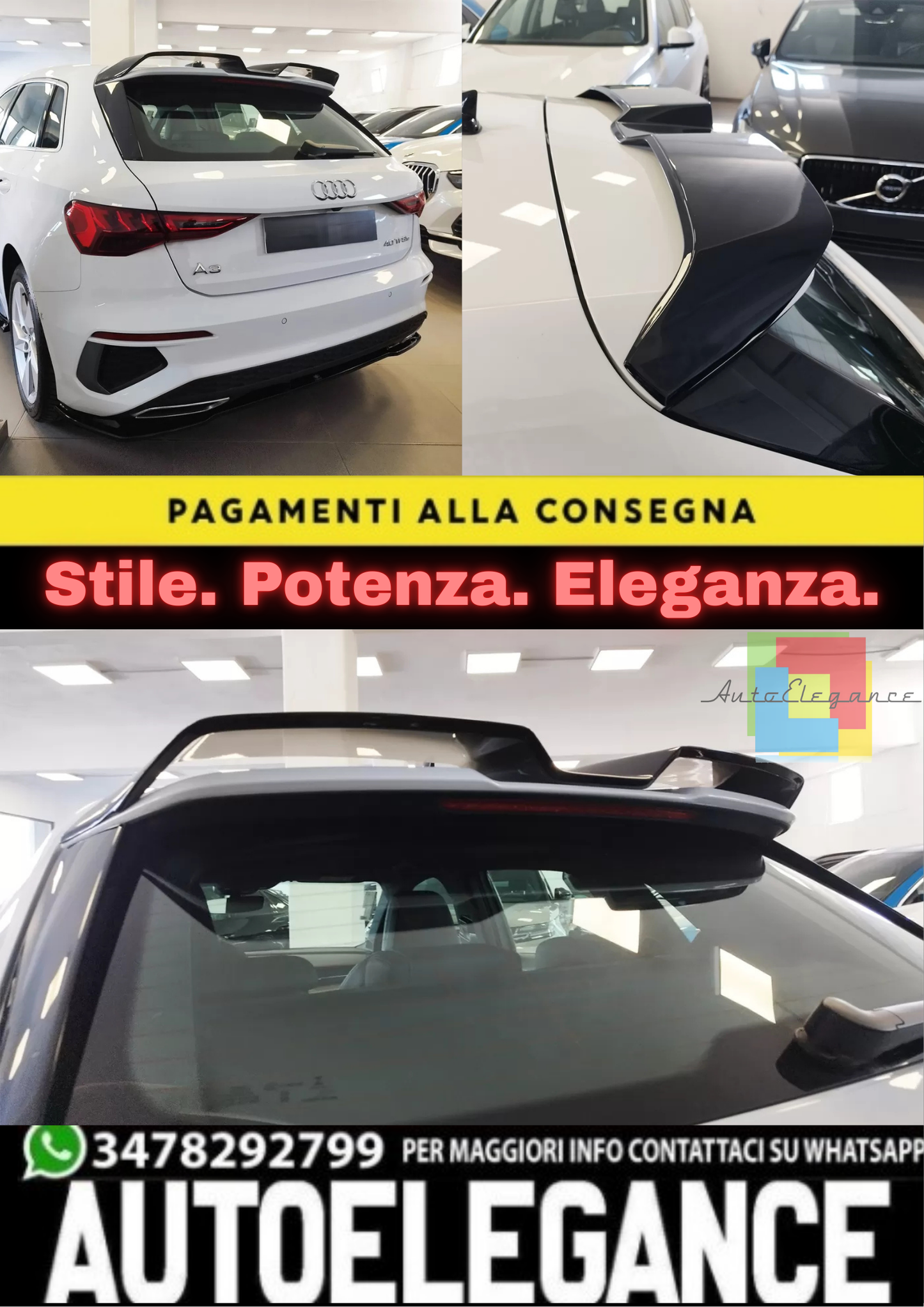 🔥 ROOF SPOILER ADATTO PER AUDI RS3 / S3 / A3 S-LINE 8Y SPORTBACK 🔥