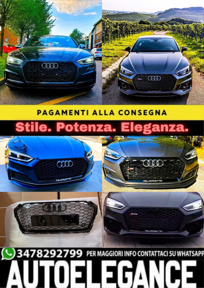✨Griglia anteriore Audi RS5 Style A5 S5 B9,griglia a nido d'ape nera lucida 17+✨