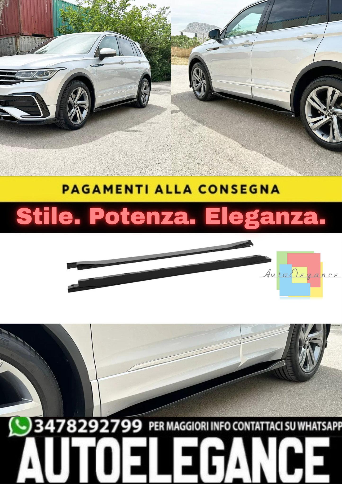 🔥SIDE SKIRTS EXTENSIONS ADATTO PER VOLKSWAGEN TIGUAN R / R-LINE MK2 FACELIFT🔥