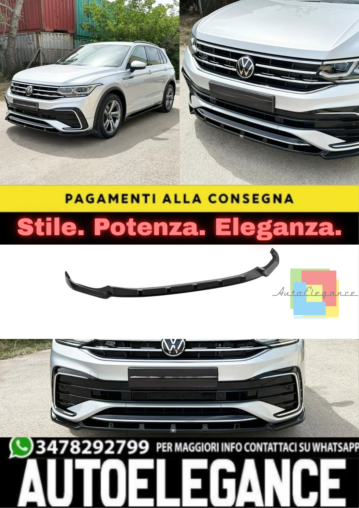 🔥FRONT SPLITTER PER VOLKSWAGEN TIGUAN R / R-LINE MK2 FACELIFT (2020–2024) 🔥