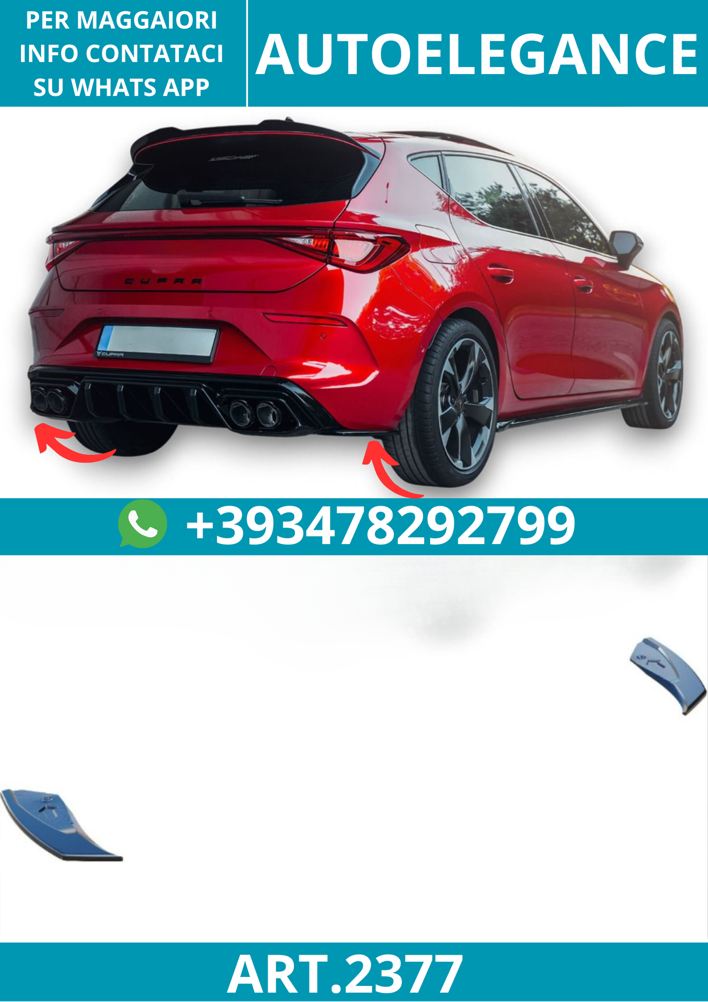 2377 ⭐Splitter laterale diffusore adatto per Cupra Leon Mk1 (2020-2024)⭐