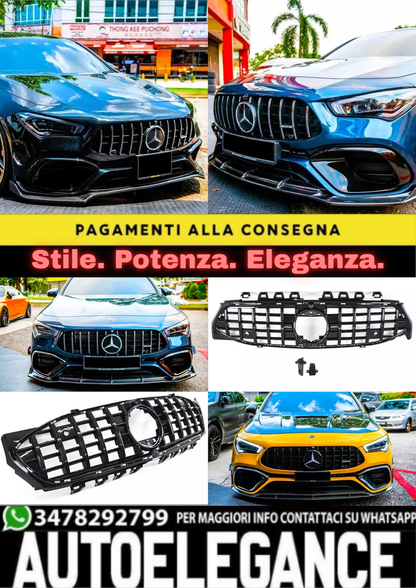✨Griglia anterior PANAMERICANA GT nera lucida Mercedes Classe CLA W118 AMG Line✨