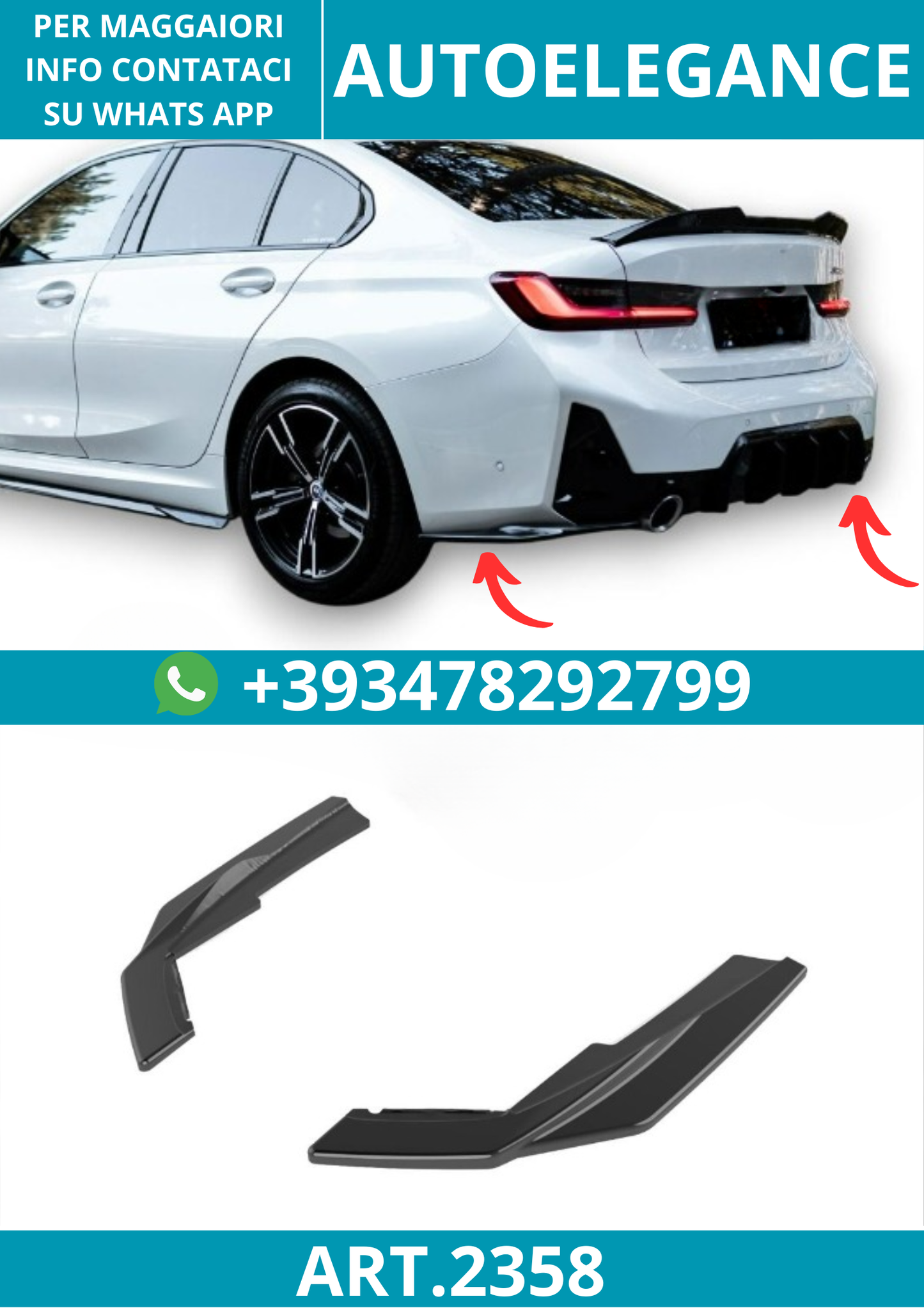 2358⭐Splitter laterale diffusore adatto per BMW Serie 3 G20/G21 M-Pack Flift 22⭐