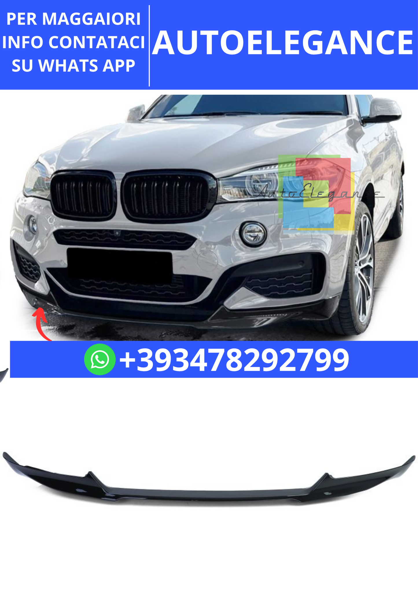 💫Spoiler anteriore Lip Performance Nero lucido adatto per BMW X6 F16 14-19💫