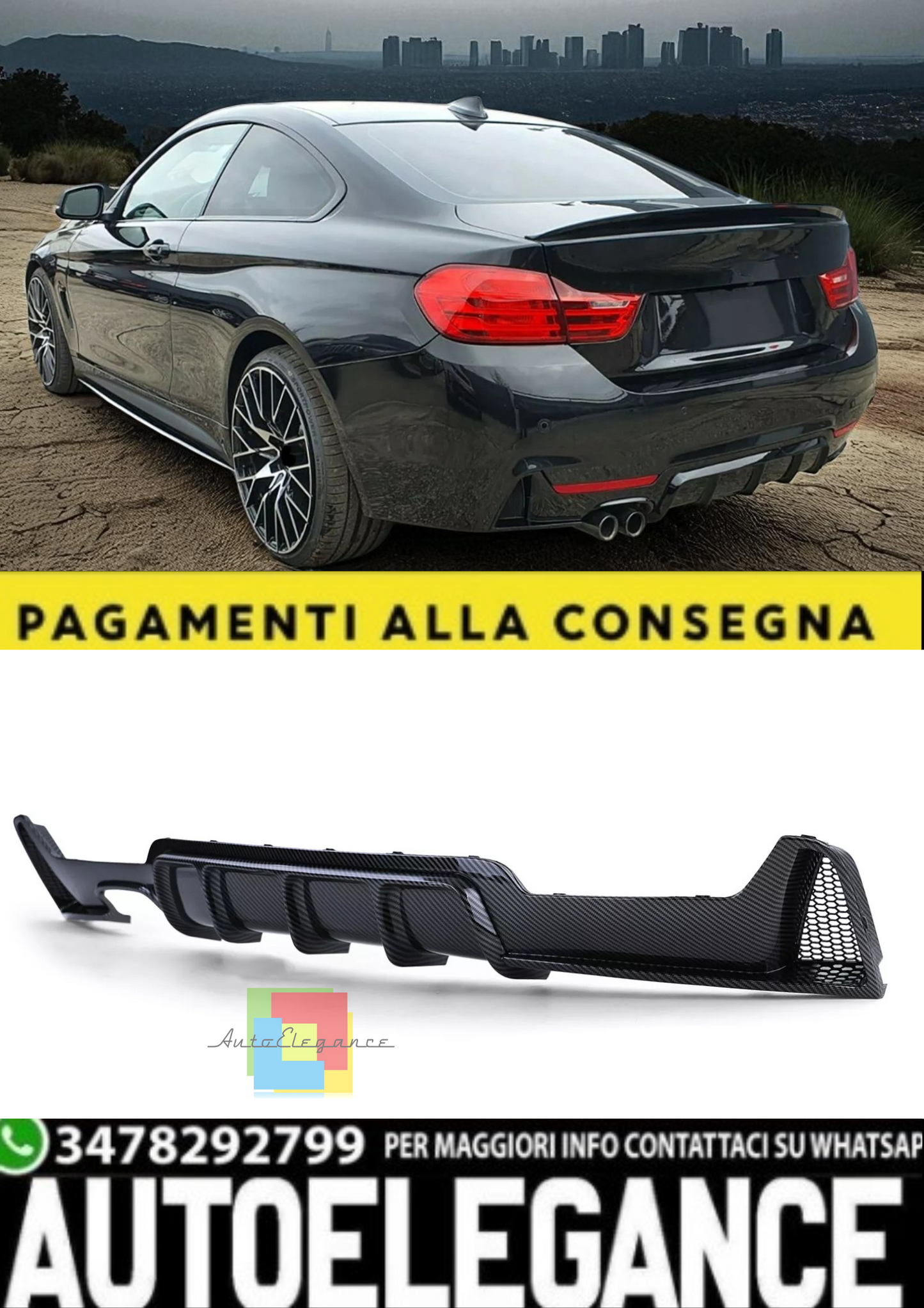 💫Diffusore Posteriore Performance in Carbon Look per BMW Serie 4 F32 💫