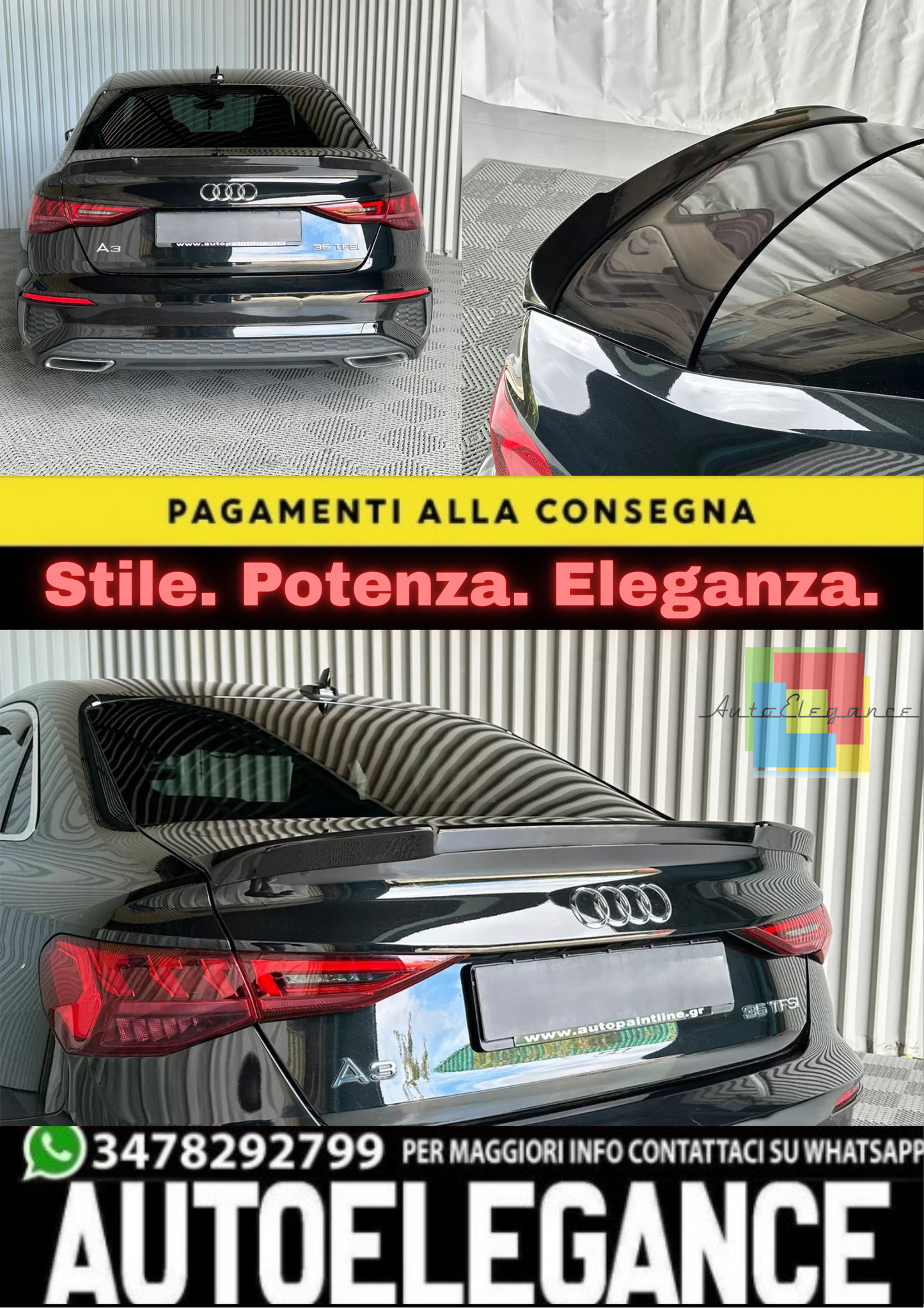 🔥LIP SPOILER ADATTO PER AUDI A3 / A3 S-LINE / S3 / RS3 SEDAN 8Y 🔥