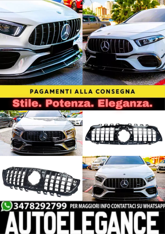 ✨Griglia anteriore PANAMERICANA GT nera lucida Mercedes Classe A W177 A45 AMG Line✨