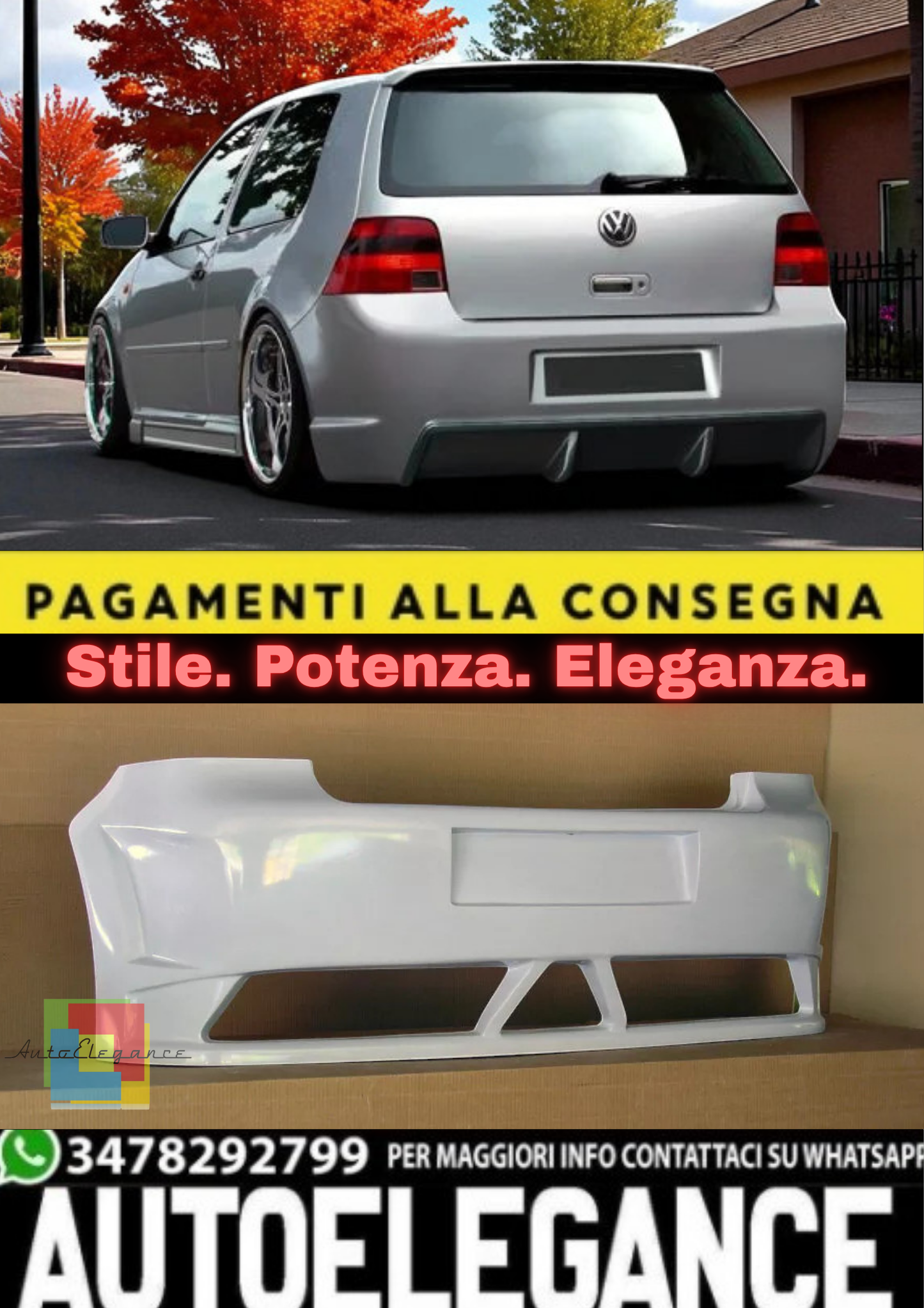 💫Paraurti Posteriore per VW Golf 4 (1997–2003) –Ricambio Aftermarket Sportivo💫