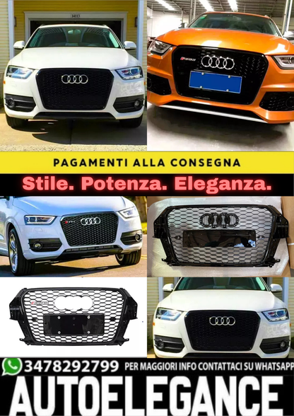 ✨Griglia anteriore Audi RSQ3 Style Q3SQ3 Griglia a nido d'ape nera lucida 13-16✨