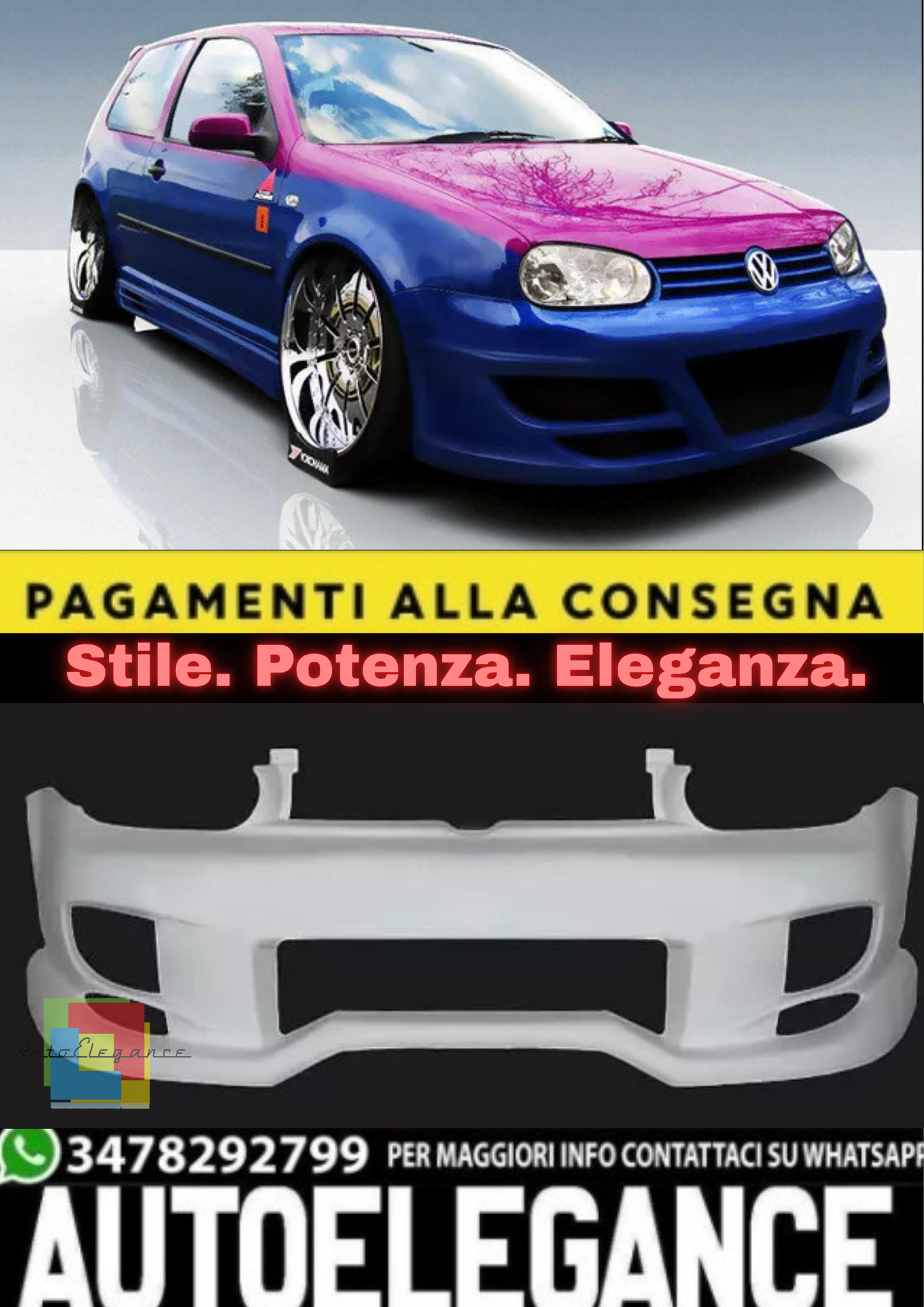💫 Paraurti Anteriore per VW Golf 4 (1997–2003) – Ricambio Sportivo / OEM Look💫