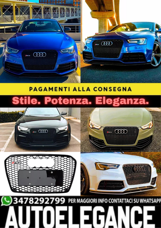 ✨Griglia anteriore Audi RS5 Style A5 S5 B8 griglia a nido nera lucida 13-16✨