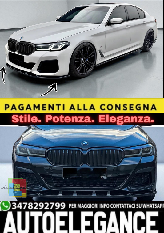 💫 Spoiler / Labbro Anteriore in ABS Nero Lucido per BMW Serie 5 G30 Facelift💫