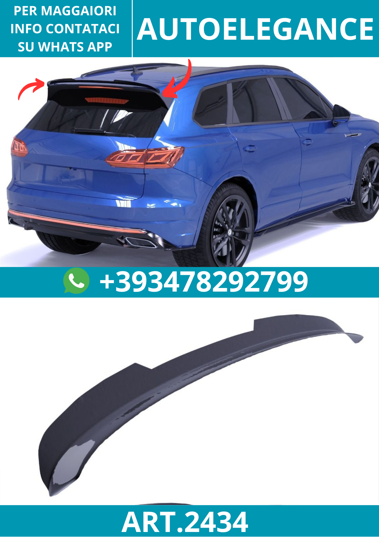 2434 ⭐Spoiler posteriore adatto per Volkswagen Touareg Mk3 R‑Line 18–23⭐