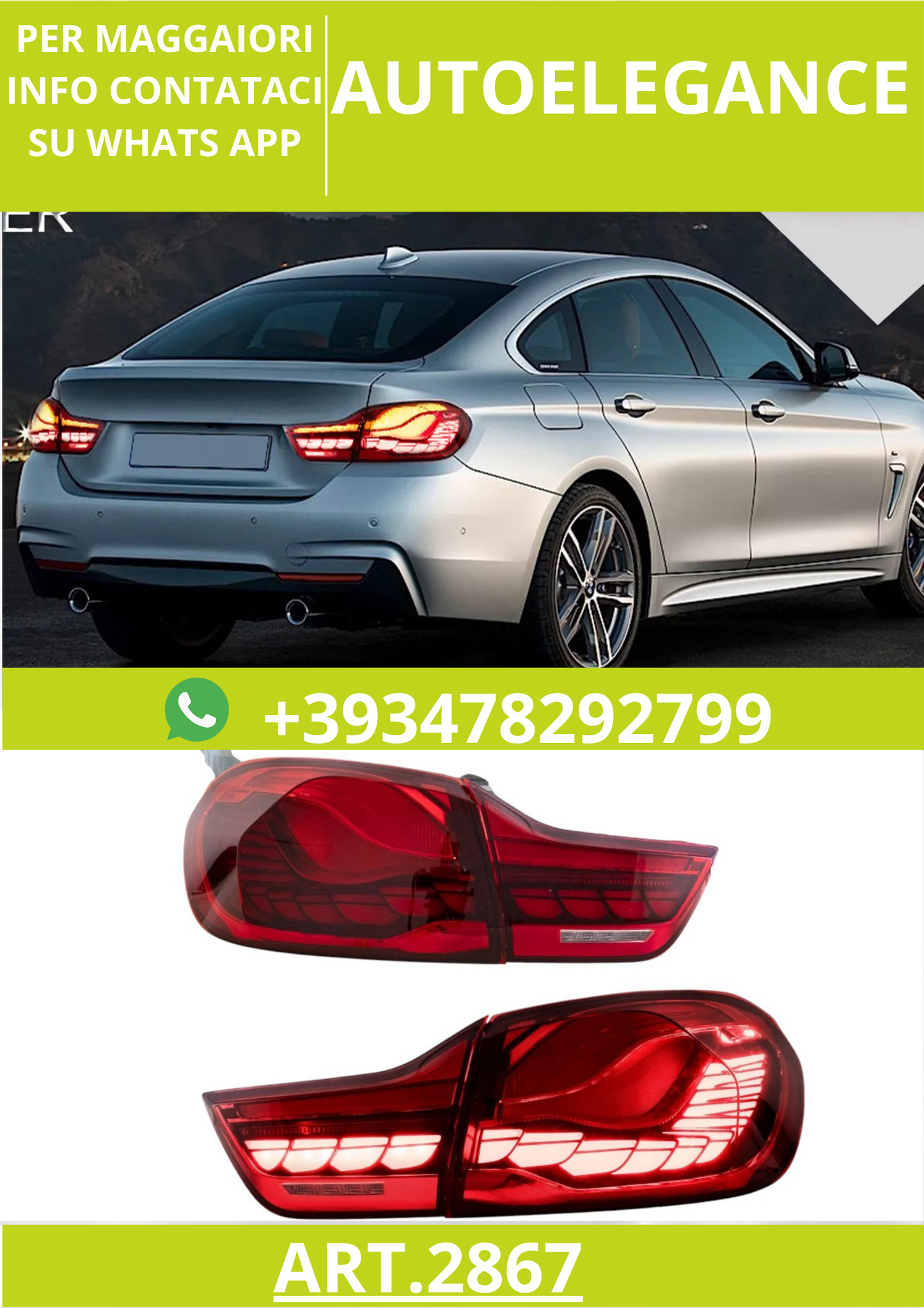🔥ART.2867 Fanali Posteriori a LED GTS Style – BMW Serie 4 / M4 (F32 F33 F36 )🔥