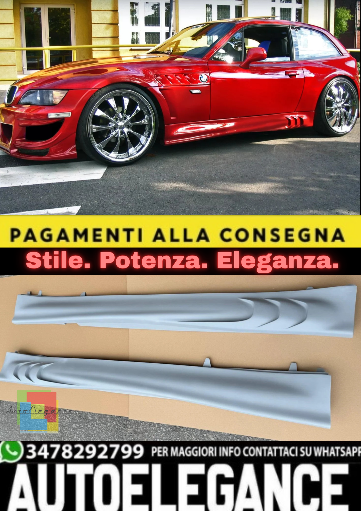 💫 Gonne Laterali Sinistra + Destra per BMW Z3 (1995–2002) – Set Side Skirts 💫