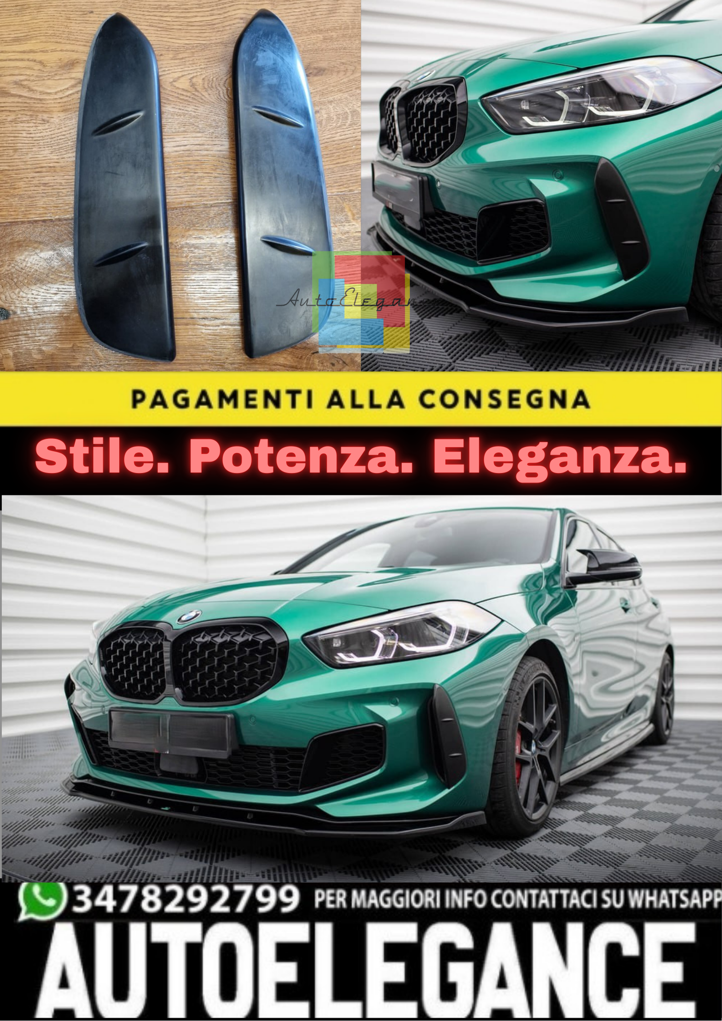 🔥FLAP ANTERIORI ADATTO PER BMW SERIE 1 F40 2019-2024 M-Pack / M135i GREZZO🔥