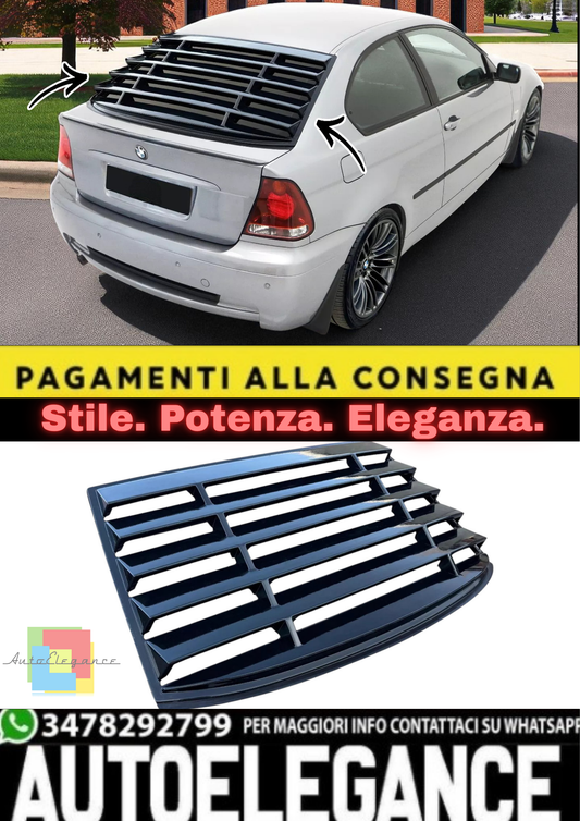 💫 Louver  Lunotto in ABS Nero per BMW Serie 3 E46 Compact (2001–2005💫