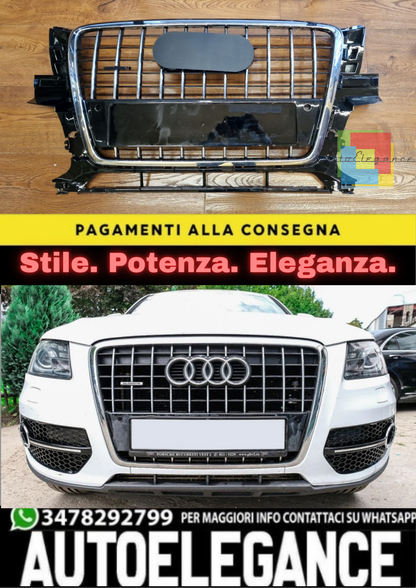 🔥GRIGLIA DANNEGGIATA ADATTO PER AUDI Q5 8R 2007-2011 LOOK SQ5 PROFILI CROMATI🔥