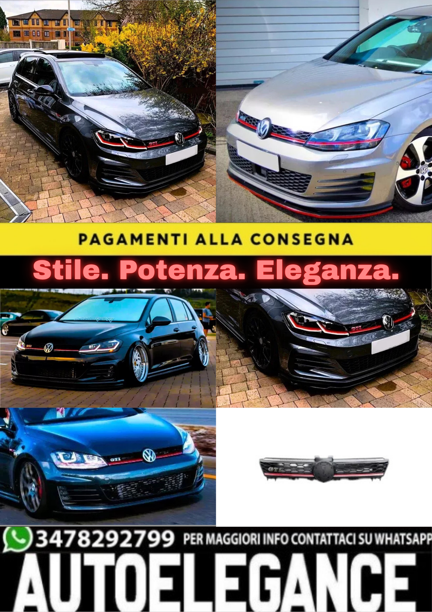 ✨Griglia in stile VW Golf MK7 GTI, griglia a nido d'ape nera opaca, 2013-16✨