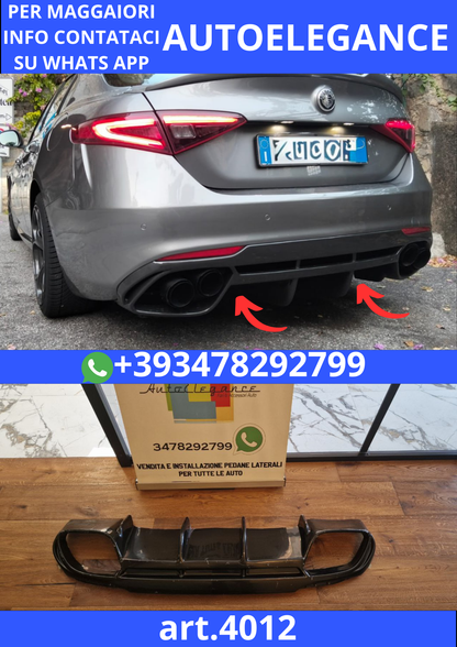 🔥ART. 0345 DIFFUSORE GIULIA 2016-2021 QUADRIFOGLIO NERO LUCIDO🔥