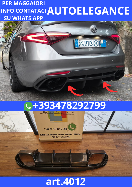🔥ART. 0345 DIFFUSORE GIULIA 2016-2021 QUADRIFOGLIO NERO LUCIDO🔥