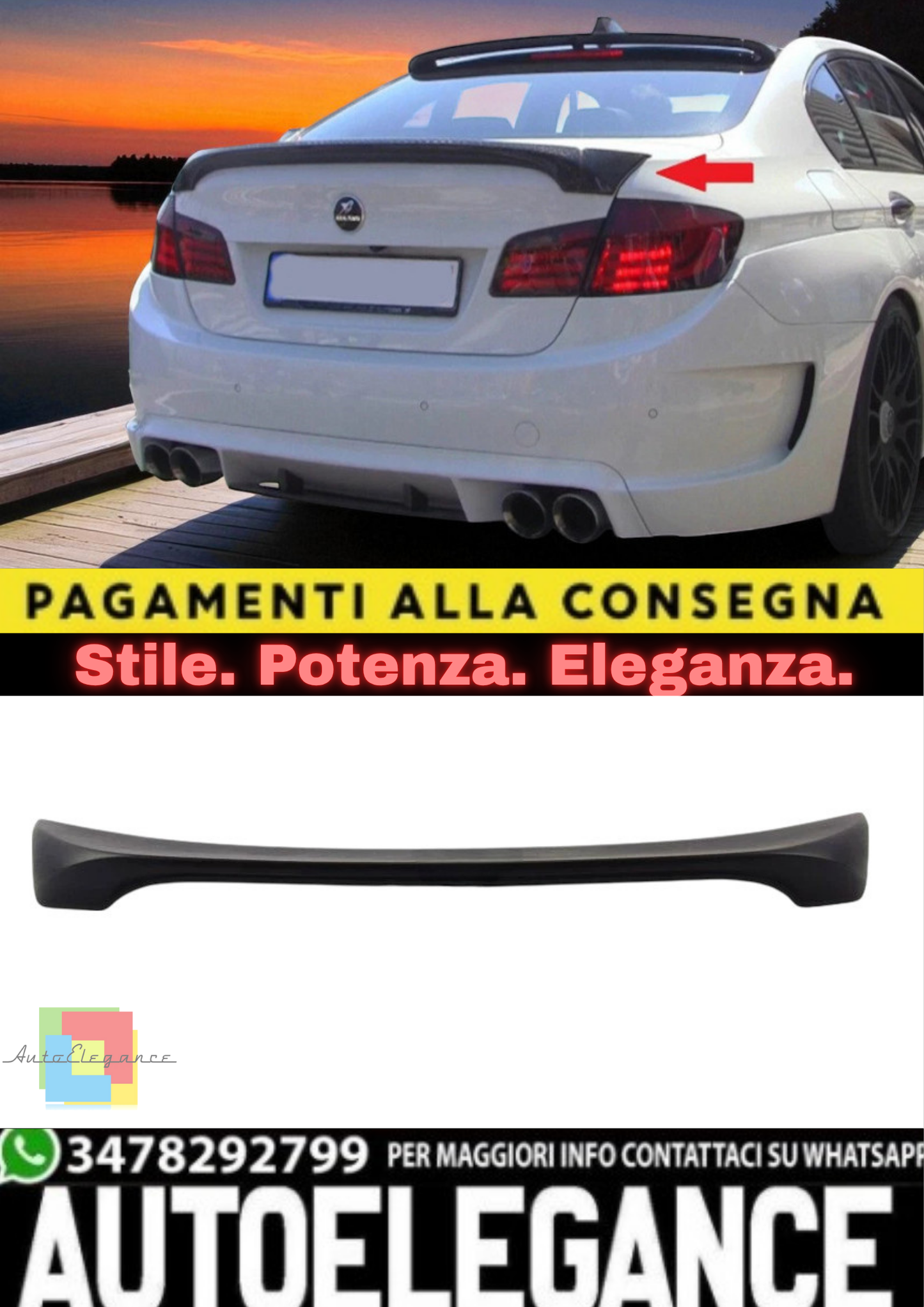 ✨Spoiler Baule Posteriore per BMW Serie 5 F10 Berlina (2010–2017) – Look Tuning✨